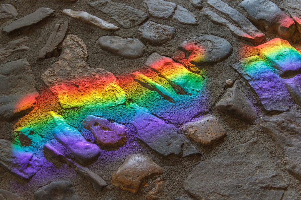 Rainbow on cobblestones